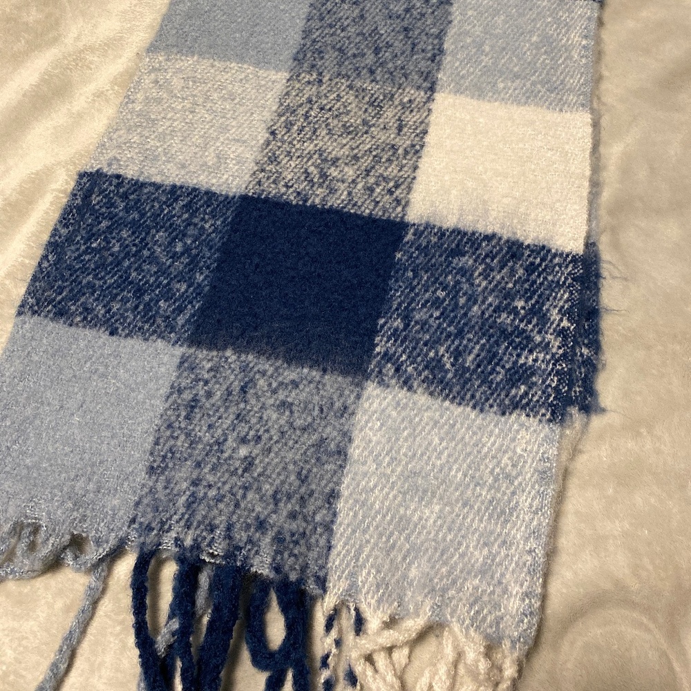 Navy, blue and white large scarf